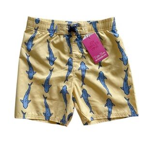 NWT Ruffle Butts Shark Swim Trunks size 7